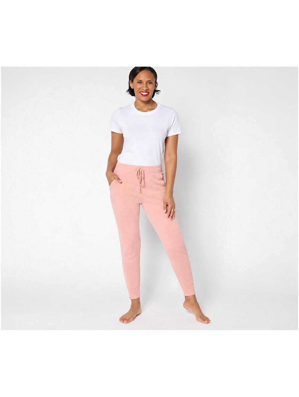 Barefoot Dreams CozyChic Ultra Lite Chevron Stitch Jogger Dusty Coral Tall Large